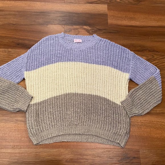 Pink Lily Sweaters - Pink Lily Multicolor Striped Sweater Size Medium